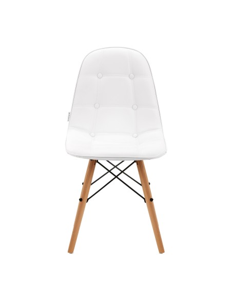 4Rico Sedia scandinava QS-185 in ecopelle bianca