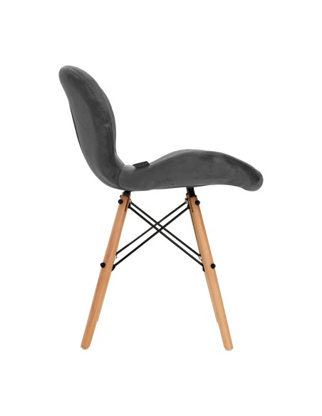 4Rico Sedia scandinava QS-186 velluto grigio