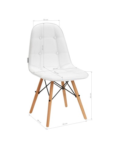 4Rico Sedia scandinava QS-185 in ecopelle bianca