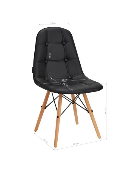 4Rico Sedia scandinava QS-185 in ecopelle nera