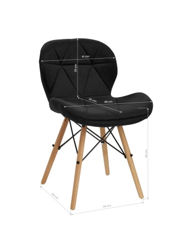 4Rico Sedia scandinava QS-186 velluto nero