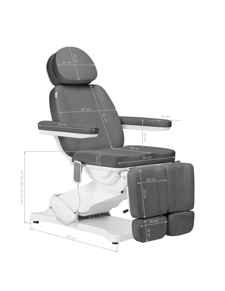Sedia estetica elettrica SILLON CLASSIC 3 motori con culla per pedicure grigio
