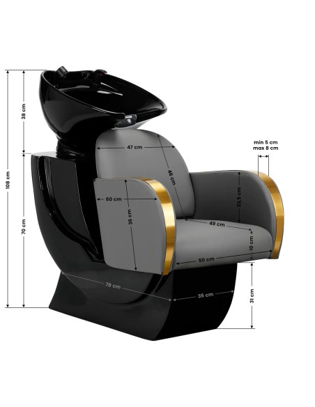 Gabbiano lavatesta per parrucchieri Malaga grigio oro