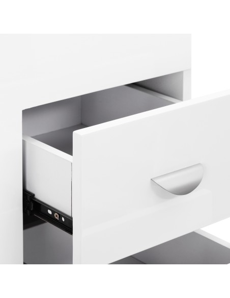 Scrivania cosmetica 312 con assorbitore di cassette bianco a sinistra