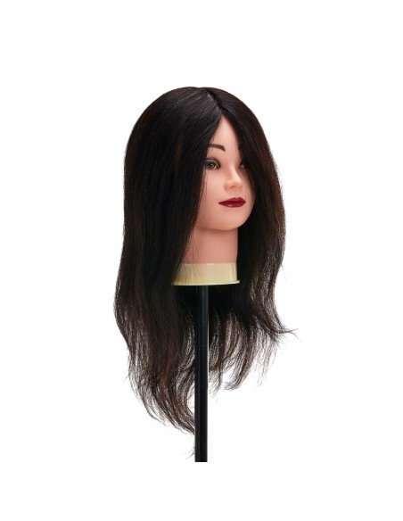 Testa di formazione per parrucchieri Gabbiano WZ1 capelli naturali, colore 1H, lunghezza 16"".