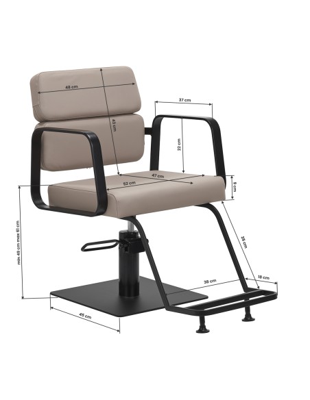 Poltrona da parrucchiere Gabbiano Porto nera e beige