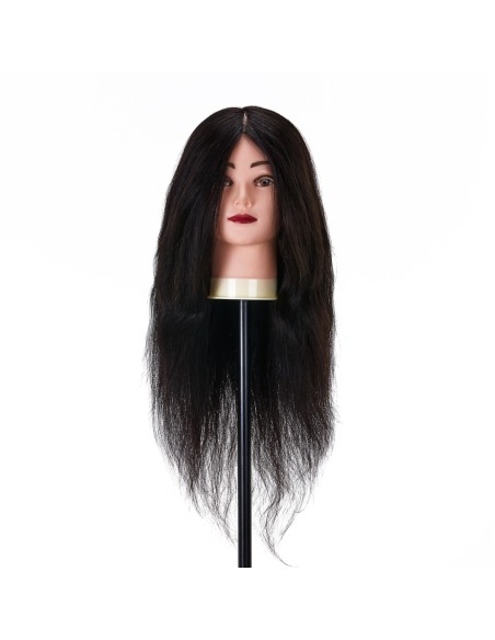 Testa di formazione per parrucchieri Gabbiano WZ1 capelli naturali, colore 1H, lunghezza 20"".
