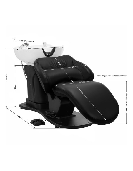 Gabbiano lavaggio elettrico per parrucchieri TRYCHO nero