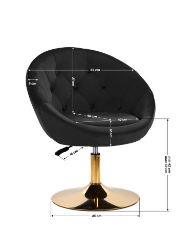 4Rico sedia girevole QS-BL12G velluto nero