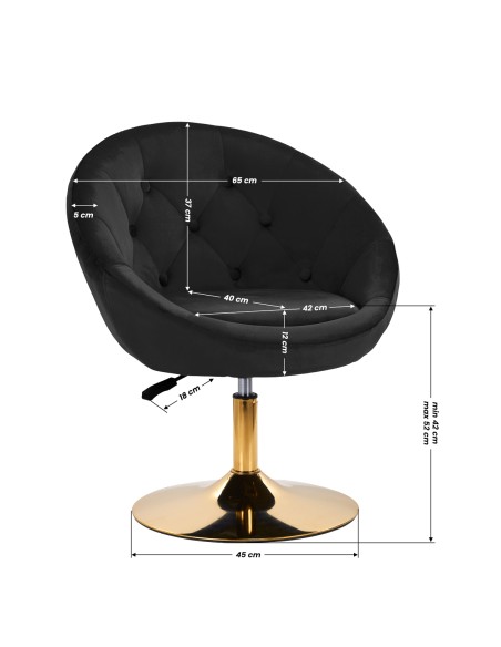 4Rico sedia girevole QS-BL12G velluto nero