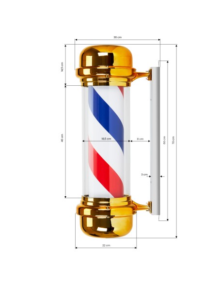 Plafond illuminato campo barbiere BB-02 oro grande