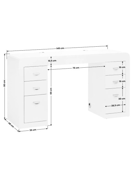 Scrivania per cosmetici 314 bianco
