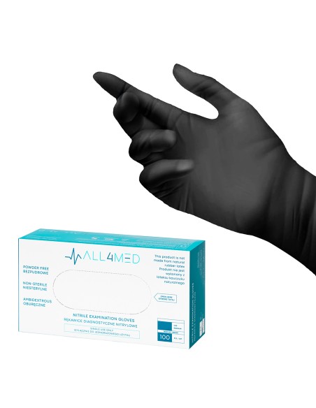 All4med guanti diagnostici monouso in nitrile nero M 10 x100 pz. 