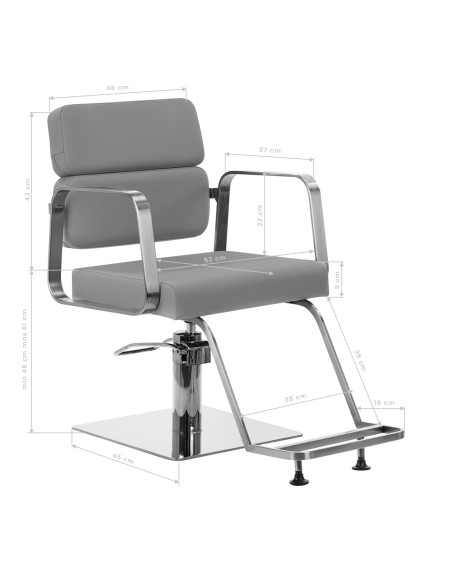 Poltrona per parrucchieri Gabbiano Porto grigio sm