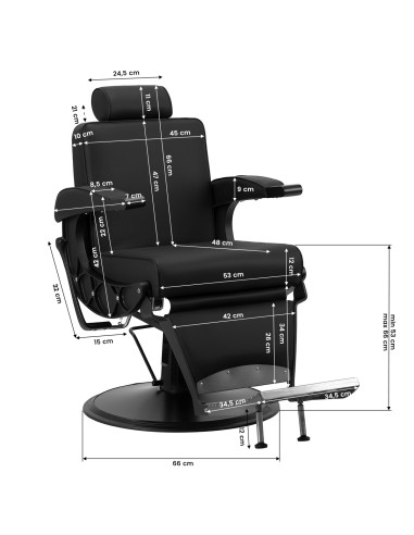 Gabbiano barber chair Continental nero