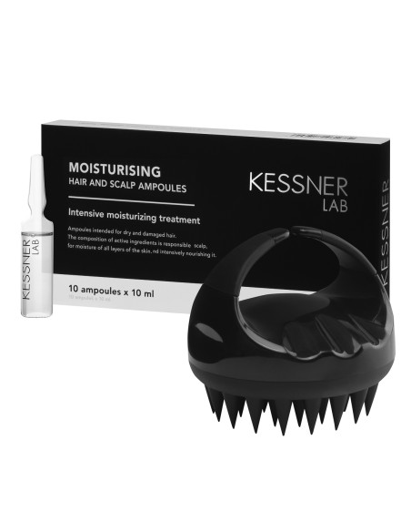 Spazzola per massaggio alla testa Premium e set di fiale idratanti Kessner Lab