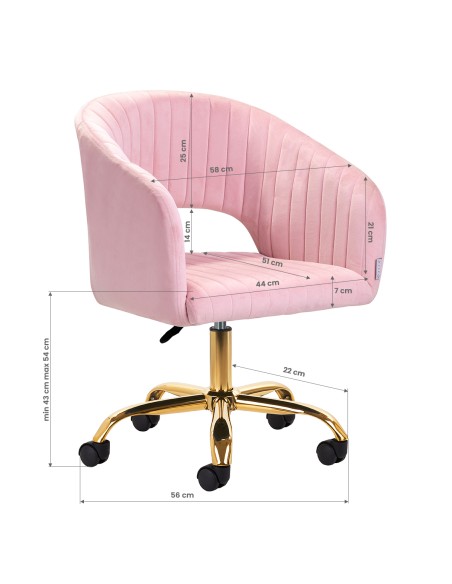 4Rico sedia girevole QS-OF212G velluto rosa