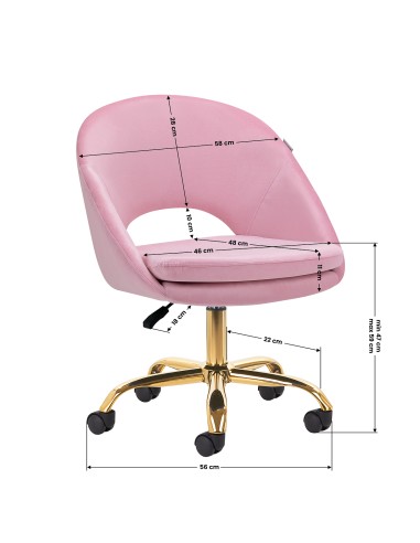 4Rico sedia girevole QS-MF18G velluto rosa