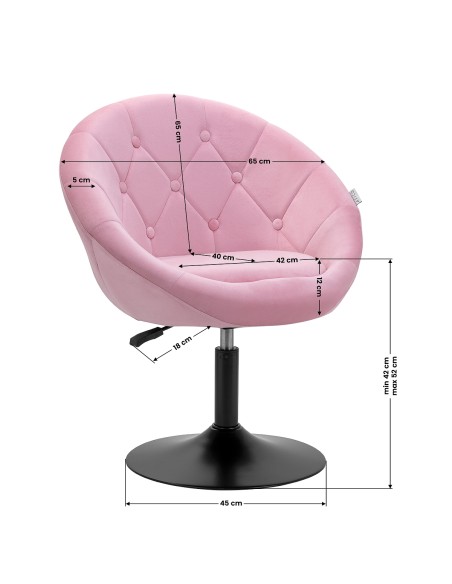 4Rico sedia girevole QS-BL12B velluto rosa