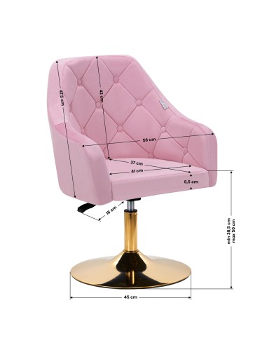 4Rico sedia girevole QS-BL14G velluto rosa