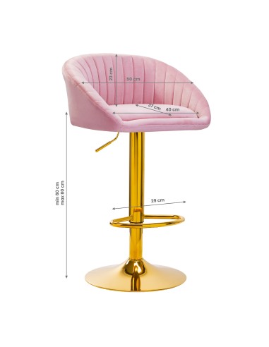 4Rico Bar Hocker QS-B16G rosa velluto