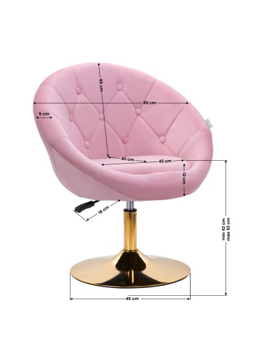 4Rico sedia girevole QS-BL12G velluto rosa