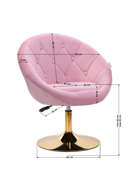 4Rico sedia girevole QS-BL12G velluto rosa