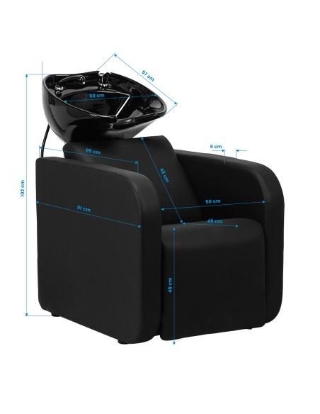 Gabbiano Sylvia lavabo da barbiere con poggiapiedi elettrico nero 