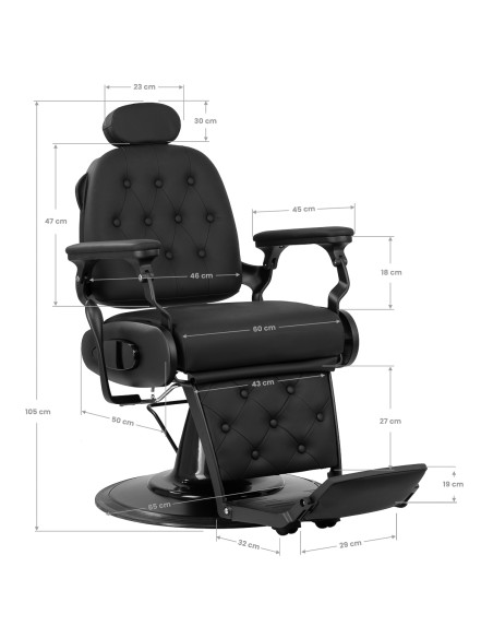 Sedia da barbiere Gabbiano Francesco nero con struttura nera