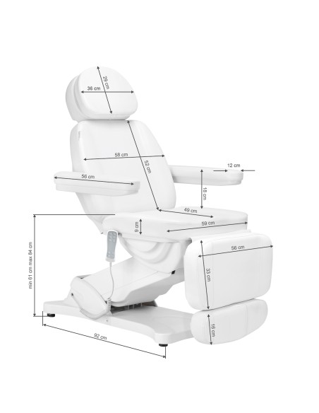 Sedia estetica elettrica SILLON CLASSIC 3 motori con riscaldamento seconda edizione bianco