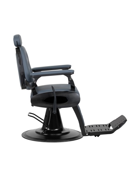 Sedia da barbiere Gabbiano Francesco in grafite con struttura nera spazzolata