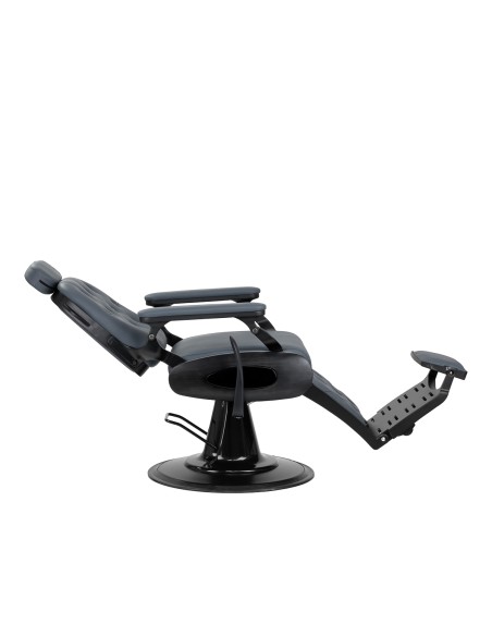 Sedia da barbiere Gabbiano Francesco in grafite con struttura nera spazzolata