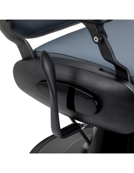 Sedia da barbiere Gabbiano Francesco in grafite con struttura nera spazzolata