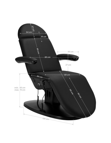 Sedia estetica elettrica 2240K Eclipse 3 siln. nero con culla