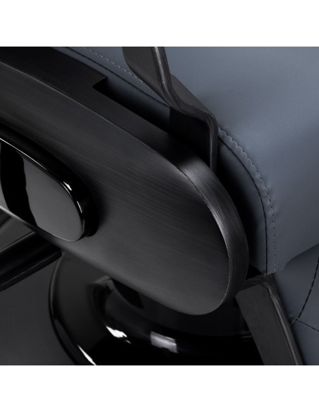 Sedia da barbiere Gabbiano Francesco in grafite con struttura nera spazzolata