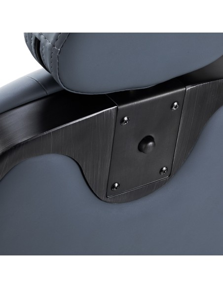 Sedia da barbiere Gabbiano Francesco in grafite con struttura nera spazzolata