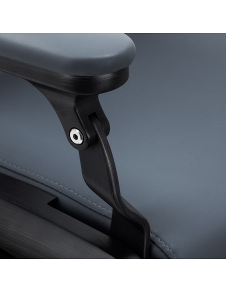 Sedia da barbiere Gabbiano Francesco in grafite con struttura nera spazzolata