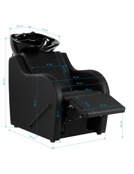 Gabbiano Lavabo per parrucchieri Carmen nero