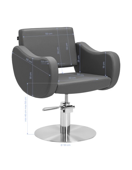 Gabbiano poltrona da parrucchiere Sewilla Grigio base INOX