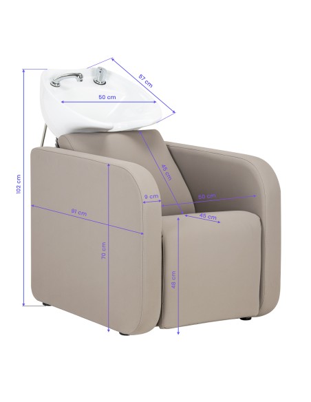 Gabbiano Sylvia lavabo da barbiere con poggiapiedi elettrico beige 