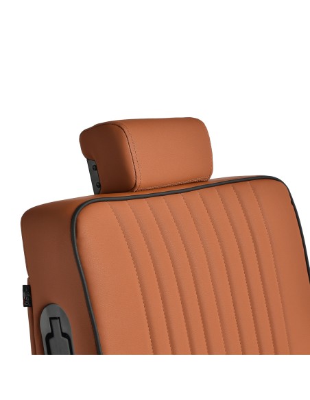 Gabbiano Poltrona da barbiere Levi marrone con telaio nero senza cuciture sul retro