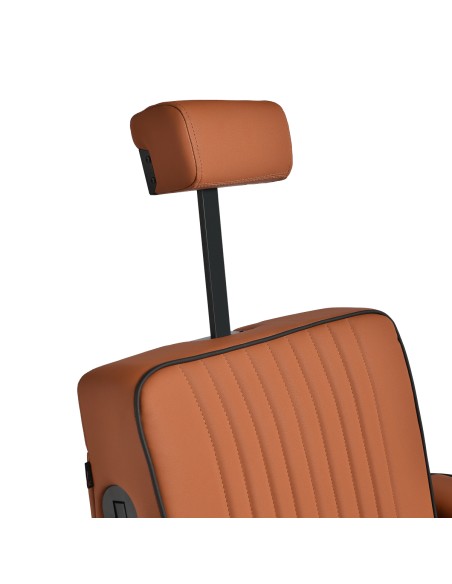 Gabbiano Poltrona da barbiere Levi marrone con telaio nero senza cuciture sul retro