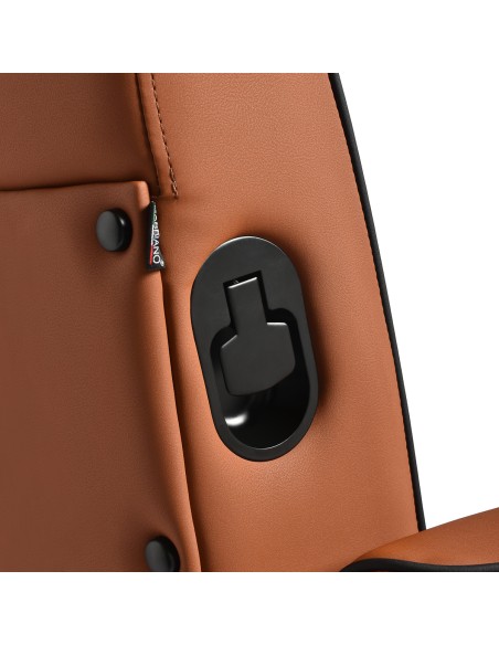 Gabbiano Poltrona da barbiere Levi marrone con telaio nero senza cuciture sul retro