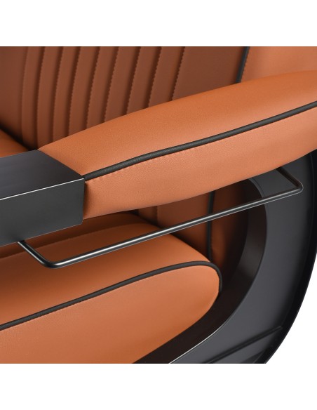 Gabbiano Poltrona da barbiere Levi marrone con telaio nero senza cuciture sul retro