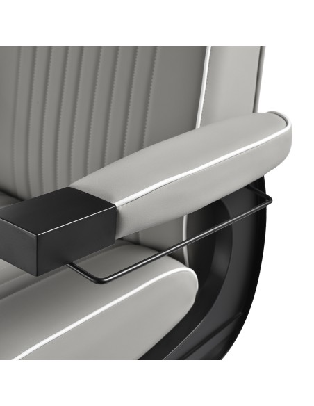 Gabbiano Poltrona da barbiere Levi grigia con telaio nero senza cuciture sul retro