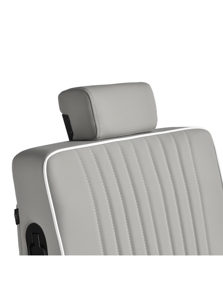 Gabbiano Poltrona da barbiere Levi grigia con telaio nero senza cuciture sul retro