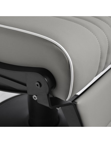 Gabbiano Poltrona da barbiere Levi grigia con telaio nero senza cuciture sul retro
