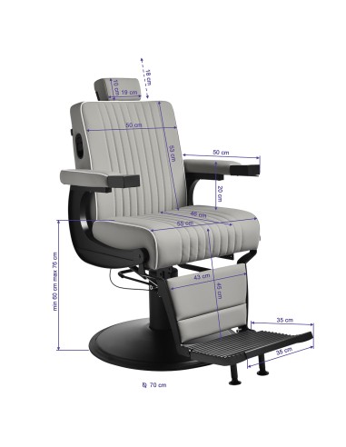 Gabbiano Poltrona da barbiere Levi grigia con...