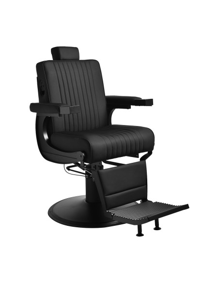 Gabbiano Poltrona da barbiere Levi nera con telaio nero senza cuciture sul retro