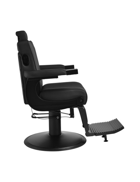 Gabbiano Poltrona da barbiere Levi nera con telaio nero senza cuciture sul retro